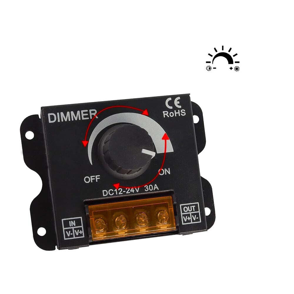 Dimmer per luci led monocolore interruttore controller con manopola 12-24V regolatore di luminosità 30 ampere