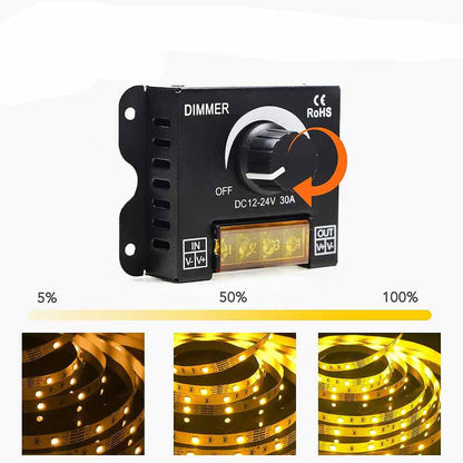 Dimmer per luci led monocolore interruttore controller con manopola 12-24V regolatore di luminosità 30 ampere