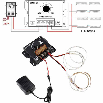 Dimmer per luci led monocolore interruttore controller con manopola 12-24V regolatore di luminosità 30 ampere