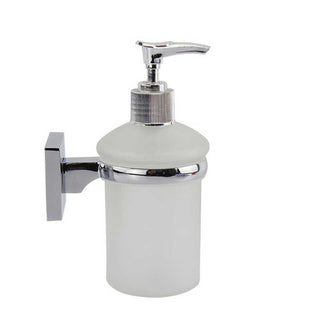 Dispenser per sapone liquido acciaio vetro satinato con viti o senza