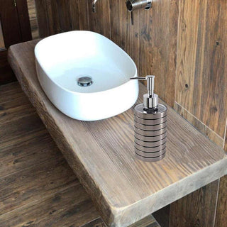 Set accessori bagno 3 pz argento a righe dispenser bicchiere piattino
