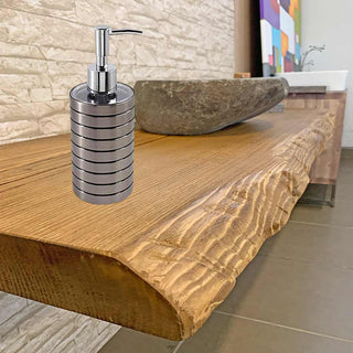 Set accessori bagno 3 pz argento a righe dispenser bicchiere piattino