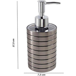 Set accessori bagno 3 pz argento a righe dispenser bicchiere piattino