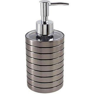 Set accessori bagno 3 pz argento a righe dispenser bicchiere piattino