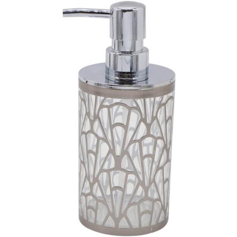 Accessori Bagno argento stile contemporaneo con Dispenser Sapone Bicchiere portaspazzolino piattino portasapone