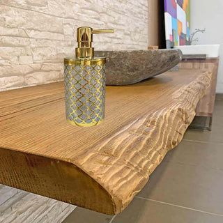 Set accessori bagno 3 pezzi oro dispense bicchiere piattino