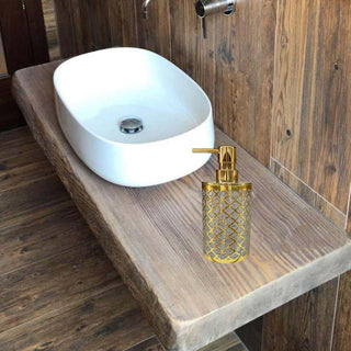 Set accessori bagno 3 pezzi oro dispense bicchiere piattino