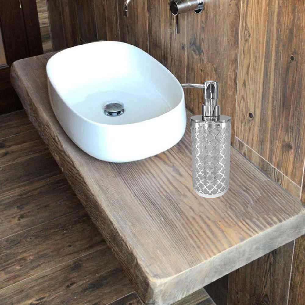 Accessori Bagno argento stile barocco con Dispenser Sapone Bicchiere portaspazzolino piattino portasapone