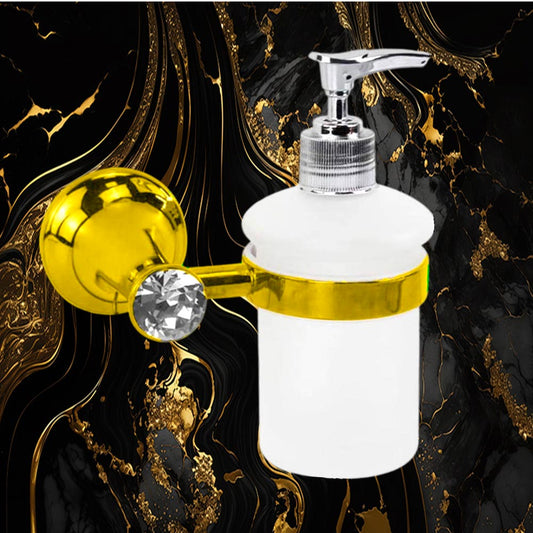 Dispenser per sapone liquido da Muro in acciaio vetro satinato porta sapone oro con punto luce cristallo in acrilico accessori bagno