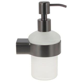 Dispenser sapone stilizzato acciaio e vetro satinato modello Cromia