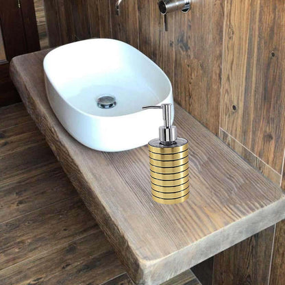 Accessori bagno a righe stile moderno oro dispenser sapone bicchiere porta spazzolino piattino portasapone