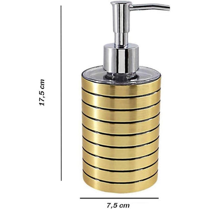 Accessori bagno a righe stile moderno oro dispenser sapone bicchiere porta spazzolino piattino portasapone