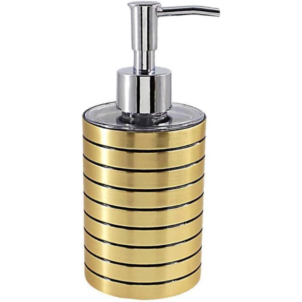 Accessori bagno a righe stile moderno oro dispenser sapone bicchiere porta spazzolino piattino portasapone