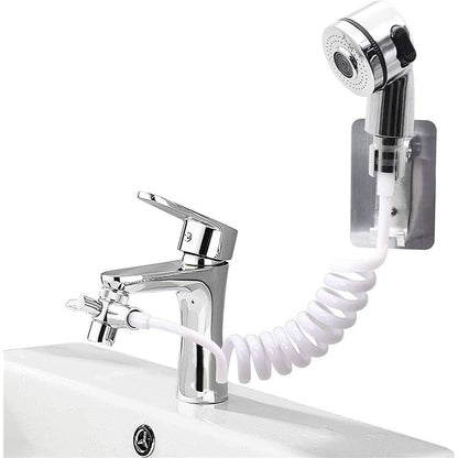 Doccia per rubinetto doccetta con tubo flessibile deviatore due vie soffione 2 modalità di getto pulsante