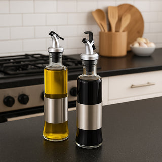 Dosatore Olio e aceto in Vetro con Tappo ermetico 200ml e 500ml