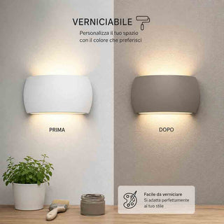 Applique da parete ovale in gesso a doppia emissione di luce R7S