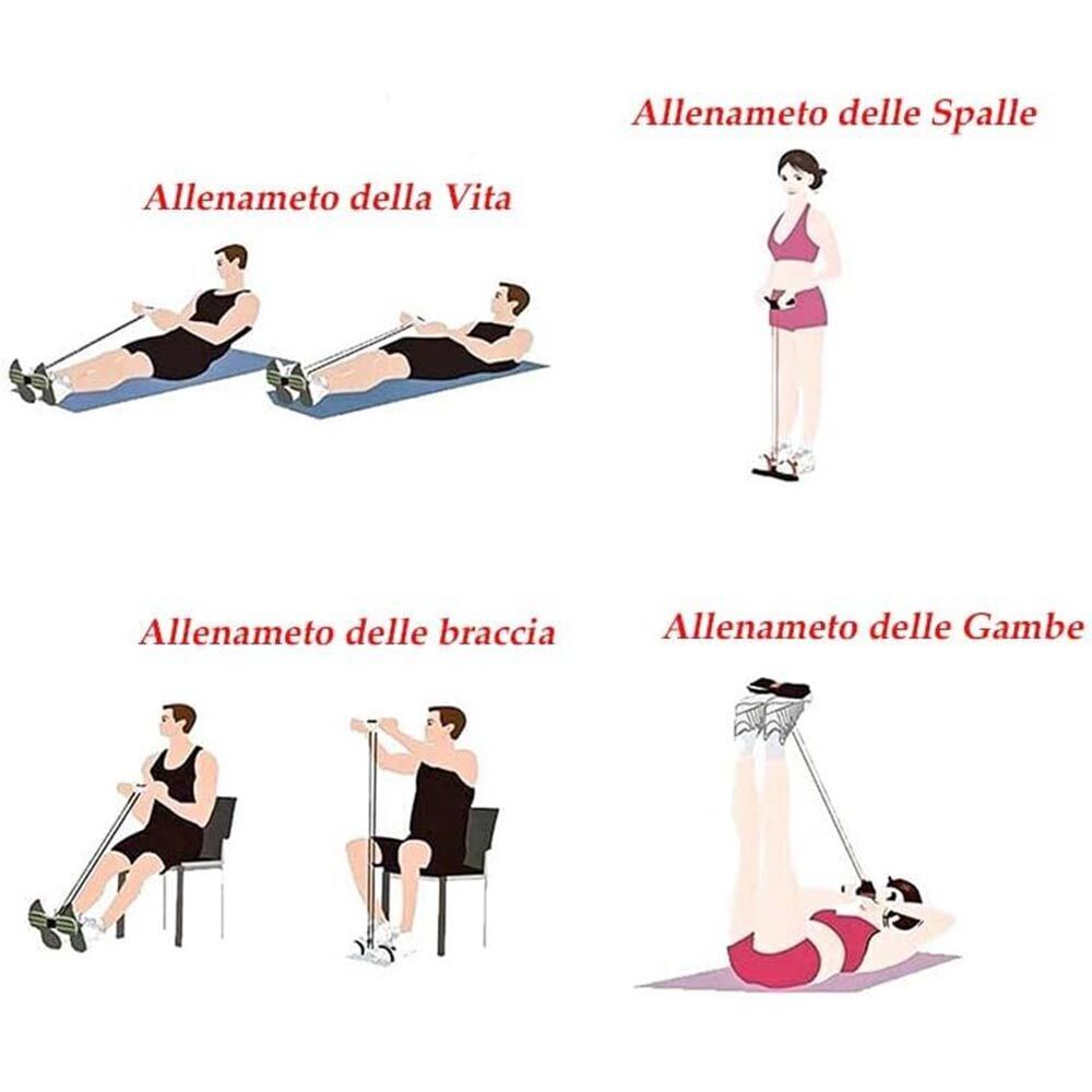 Elastico per esercizi di allenamento addominali 4 bande elastiche muscoli di braccia e gambe attrezzo fitness da palestra