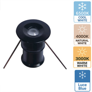 Mini faretto incasso nero cielo stellato 1W punto luce IP65