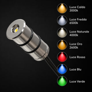 Mini faretti LED spot punto luce da incasso 0,1W 12V in alluminio