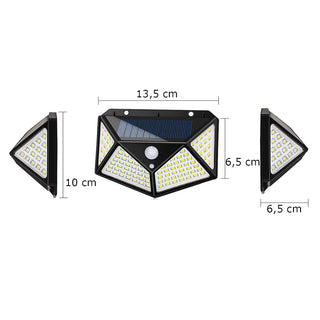 4 faretti solari applique 100 led sensore di movimento 3 modalità Ip65