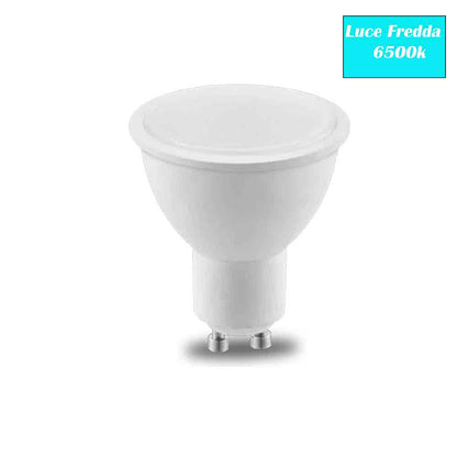 Set 6 Faretto led 8 watt attacco GU10 luce calda 3000k naturale 4000k e fredda 6500k lampada per portafaretti