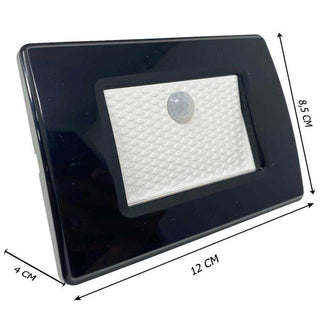 Segnapassi con placca nera sensore movimento pir 1,3W cassetta 503