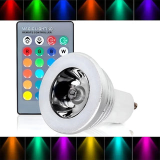 Faretto led rgb con telecomando GU10 3W dimmerabile cromoterapia