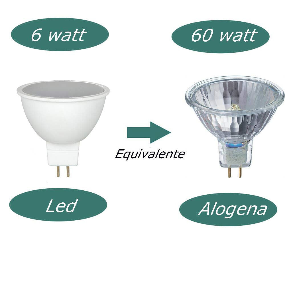 Faretto a led 6 watt gu5.3 lampada lampadina mr16 rispiamo energetico 12 volt faretti illuminazione casa ufficio negozio