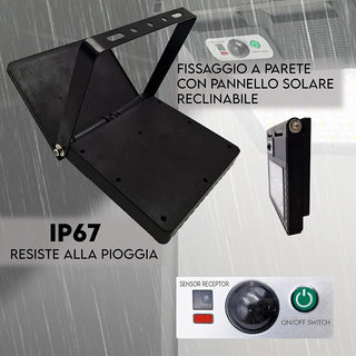 Faro solare 150 led pannello solare sensore crepuscolare movimento