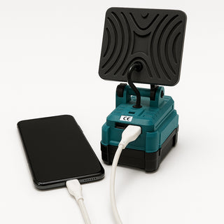 Faro 16 led batteria 48V power bank 2 USB proiettore inclinabile
