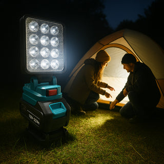 Faro 16 led batteria 48V power bank 2 USB proiettore inclinabile