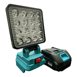 Faro 16 led batteria 48V power bank 2 USB proiettore inclinabile