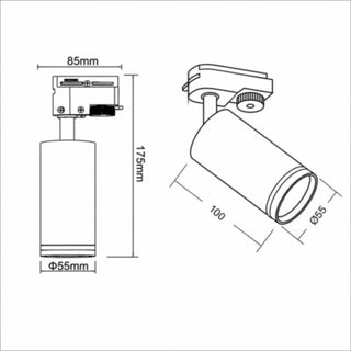 Faretto track da binario faro monofase orientabile attacco GU10