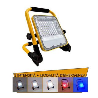 Faro da lavoro a led 50 watt ricaricabile emergenza IP65 luce 6500k