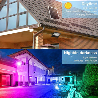 Faro led pannello solare 30W rgb telecomando sensore crepuscolare IP65