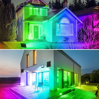 Faro led pannello solare 30W rgb telecomando sensore crepuscolare IP65