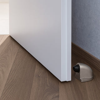 Fermaporta da pavimento in acciaio inox antigraffio con gommino