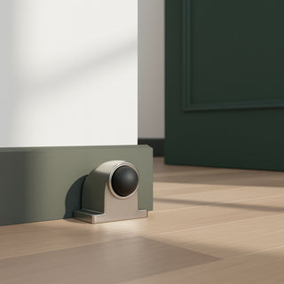 Fermaporta da pavimento in acciaio inox antigraffio con gommino