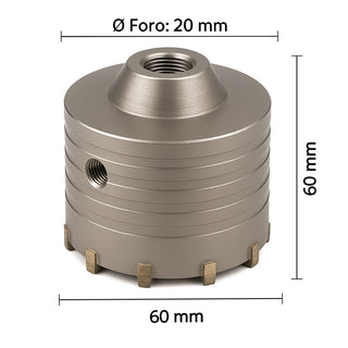 Fresa carotatrice a tazza per muro in acciaio ø60 mm foro ø20 mm