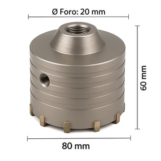 Fresa carotatrice a tazza per muro in acciaio ø80 mm foro ø20 mm