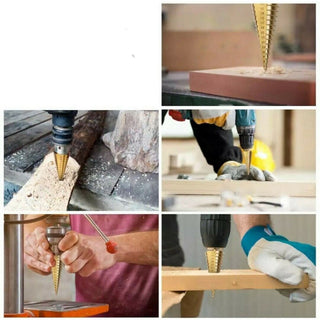 Punta conica per trapano a scalini diametro da 4 a 30 mm fresa a gradini in acciaio hss rivestimento in titanio per fori su acciaio ottone rame alluminio legno