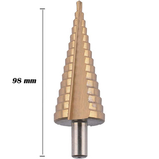 Punta conica per trapano a scalini diametro da 4 a 30 mm fresa a gradini in acciaio hss rivestimento in titanio per fori su acciaio ottone rame alluminio legno