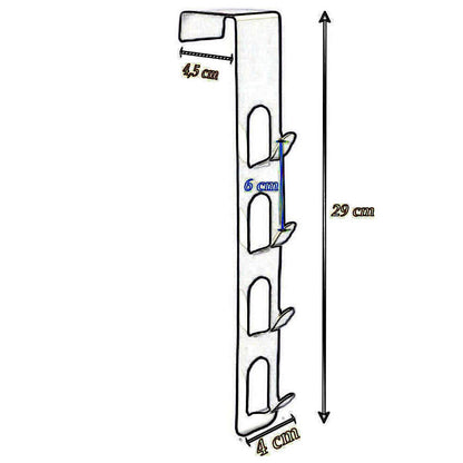 Gancio appendino sopraporta in metallo appendiabiti da porta verticale 4 ganci bianco o nero