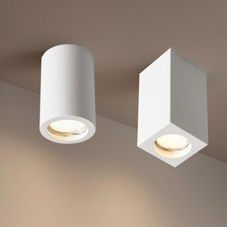 Applique soffitto in gesso verniciabile cilindro o cubo GU10 11x7 cm