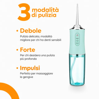 Idropulsore dentale portatile igiene orale 3 modalità 4 getti USB