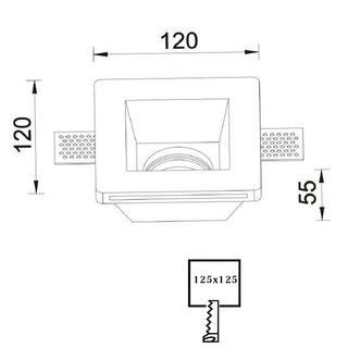 Portafaretto da incasso in gesso a scomparsa quadrato per faretti GU10