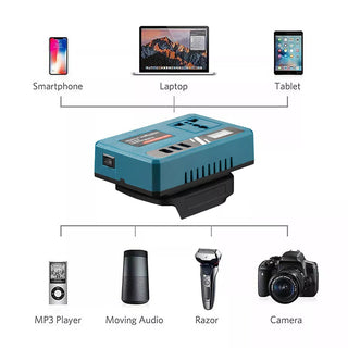 Inverter portatile 21V con uscita AC e ricarica 2 porte USB 1 Type‑C