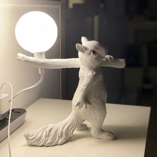 Lampada da tavolo forma di scoiattolo con paralume a luna attacco G9