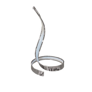 Lume da comodino led stilizzata a spirale curva 12 watt argento