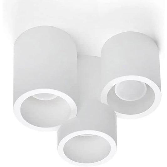 Lampada in gesso a 3 cilindro da soffitto lampadario verniciabile supporto per faretti gu10